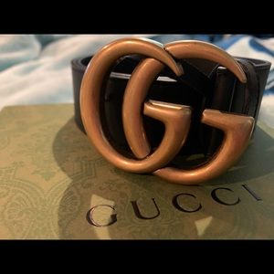 Gucci wide leather belt Double G buckle